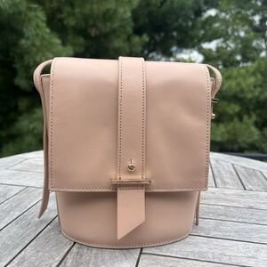 Cole Haan Crossbody Leather Purse Pink Small Structured Front Flap Gold Hardware